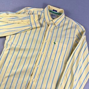 Abercrombie & Fitch Mens XL Muscle Fit Button Down Shirt Yellow Blue Striped XL